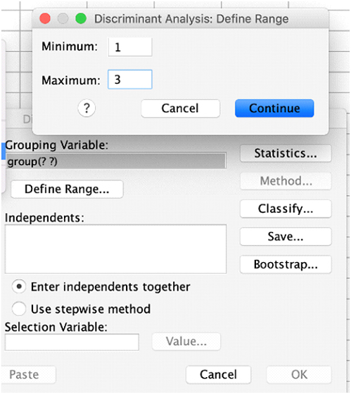 Discriminant Analysis: Define Range